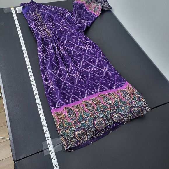 Ulla Popken Womens Beaded Tunic Top Size 16 18 Purple Artsy Paisley Long Sleeve - Picture 7 of 7